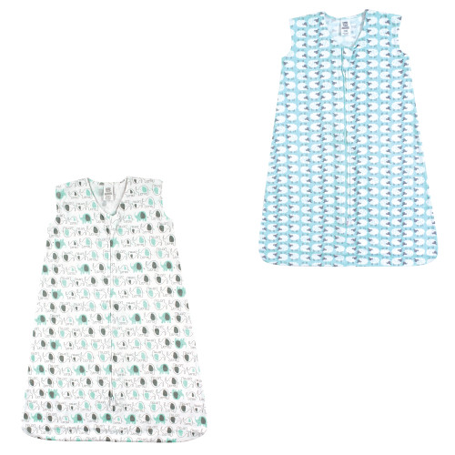 Luvable Friends Sleeveless Jersey Cotton Sleeping Bag, Sack, Blanket, Elephants Sheep Jersey 2-Pack