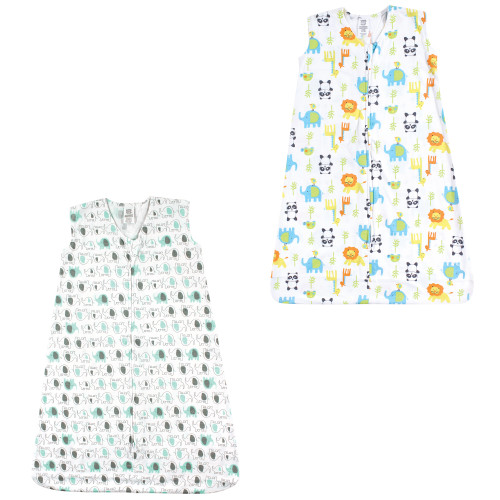 Luvable Friends Sleeveless Jersey Cotton Sleeping Bag, Sack, Blanket, Elephants Neutral Animals Jersey 2-Pack