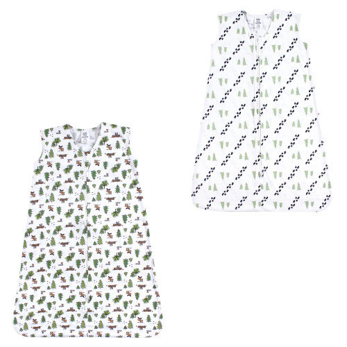 Luvable Friends Sleeveless Jersey Cotton Sleeping Bag, Sack, Blanket, Moose Trees Jersey 2-Pack