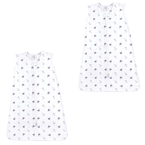 Luvable Friends Boy Safe Sleep Wearable Soft Jersey Cotton Sleeping Bag/Blanket, 2-Pack, Sailboats