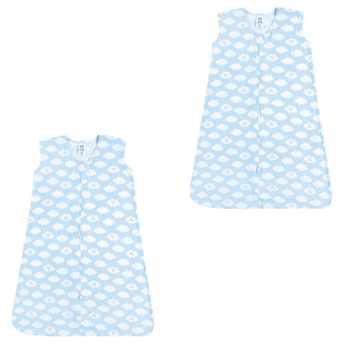 Luvable Friends Sleeveless Jersey Cotton Sleeping Bag, Sack, Blanket, Clouds Jersey 2-Pack