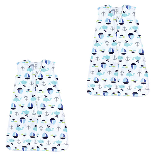 Luvable Friends Sleeveless Jersey Cotton Sleeping Bag, Sack, Blanket, Ocean Jersey 2-Pack