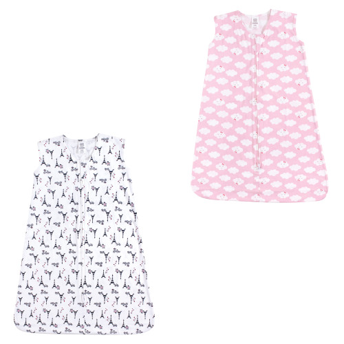 Luvable Friends Sleeveless Jersey Cotton Sleeping Bag, Sack, Blanket, French Poodle Clouds Jersey 2-Pack