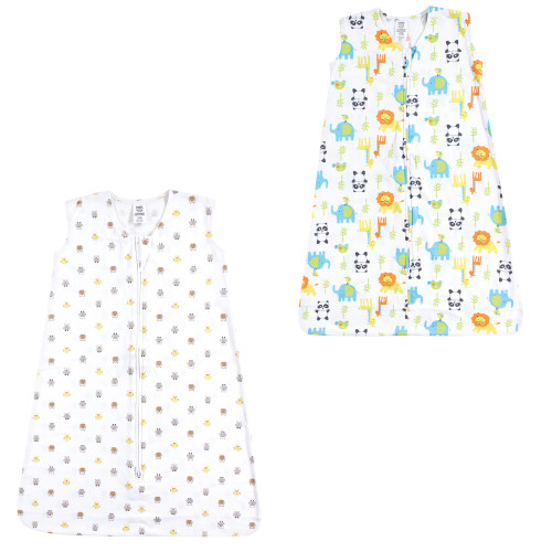 Luvable Friends Sleeveless Jersey Cotton Sleeping Bag, Sack, Blanket, Owls Neutral Animals Jersey 2-Pack