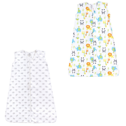 Luvable Friends Sleeveless Jersey Cotton Sleeping Bag, Sack, Blanket, Gray Neutral Animals Jersey 2-Pack