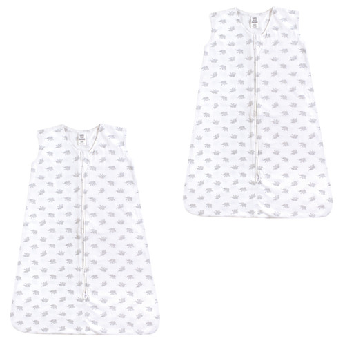 Luvable Friends Sleeveless Jersey Cotton Sleeping Bag, Sack, Blanket, Gray Elephants Jersey 2-Pack