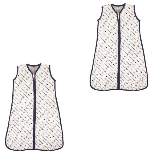 Hudson Baby Muslin Cotton Sleeveless Wearable Sleeping Bag, Sack, Blanket, Boy Arrows 2-Pack