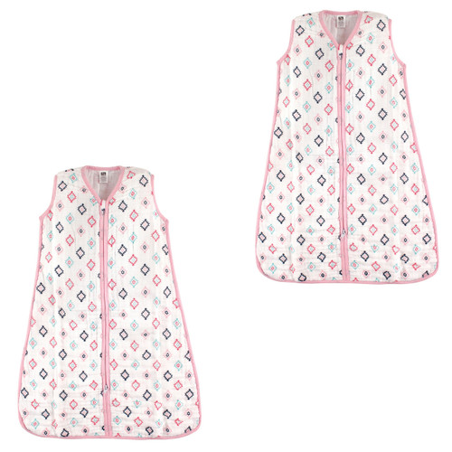 Hudson Baby Girl Safe Sleep Wearable Muslin Sleeping Bag 2-Pack, Girl Aztec