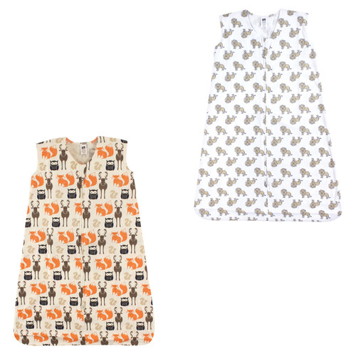 Hudson Baby Cotton Sleeveless Wearable Sleeping Bag, Sack, Blanket, Woodland Creatures Lion 2-Pack