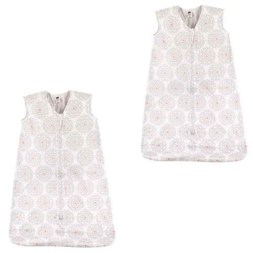 Hudson Baby Cotton Sleeveless Wearable Sleeping Bag, Sack, Blanket, Modern Flower 2-Pack