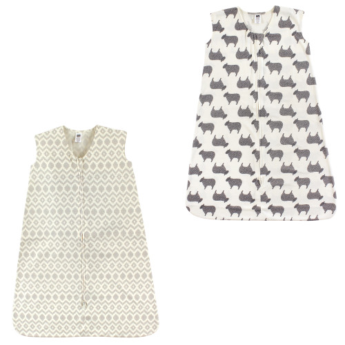 Hudson Baby Cotton Sleeveless Wearable Sleeping Bag, Sack, Blanket, Aztec Sheep 2-Pack