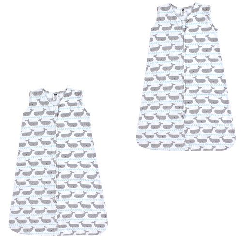 Hudson Baby Safe Sleep Wearable Jersey Sleeping Bag/Blanket 2-Pack, Whales