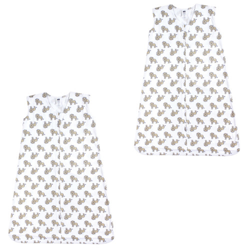 Hudson Baby Cotton Sleeveless Wearable Sleeping Bag, Sack, Blanket, Lions 2-Pack