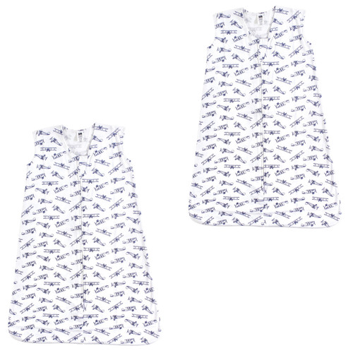 Hudson Baby Cotton Sleeveless Wearable Sleeping Bag, Sack, Blanket, Aviation 2-Pack