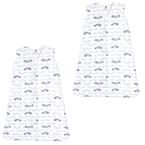 Hudson Baby Cotton Sleeveless Wearable Sleeping Bag, Sack, Blanket, Classic Cars 2-Pack