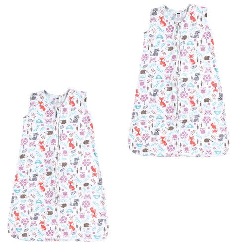 Hudson Baby Cotton Sleeveless Wearable Sleeping Bag, Sack, Blanket, Woodland Fox 2-Pack