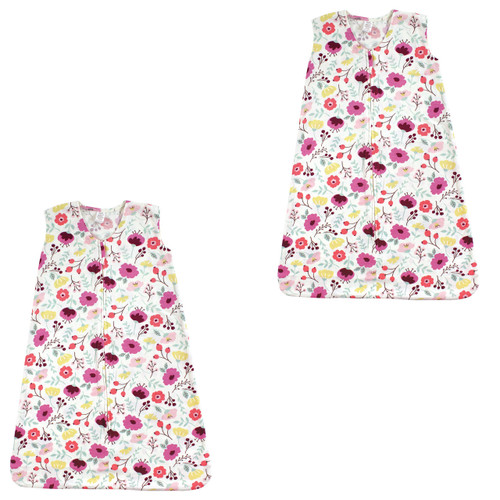 Touched By Nature Organic Cotton Sleeveless Wearable Sleeping Bag, Sack, Blanket, Botanical 2-Pack