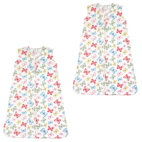 Touched By Nature Girl Organic Cotton Wearable Safe Sleep Printed Sleeping Bag 2-Pack, Butterflies