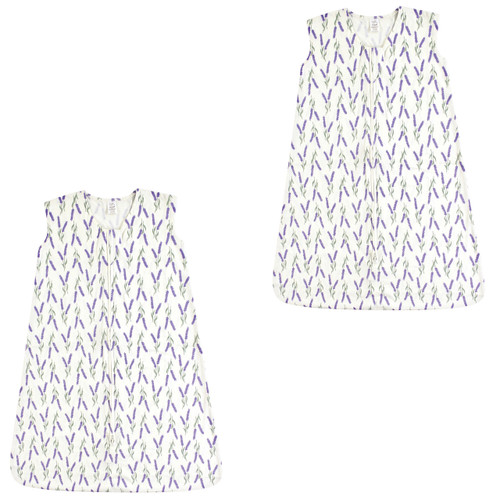 Touched By Nature Organic Cotton Sleeveless Wearable Sleeping Bag, Sack, Blanket, Lavender 2-Pack