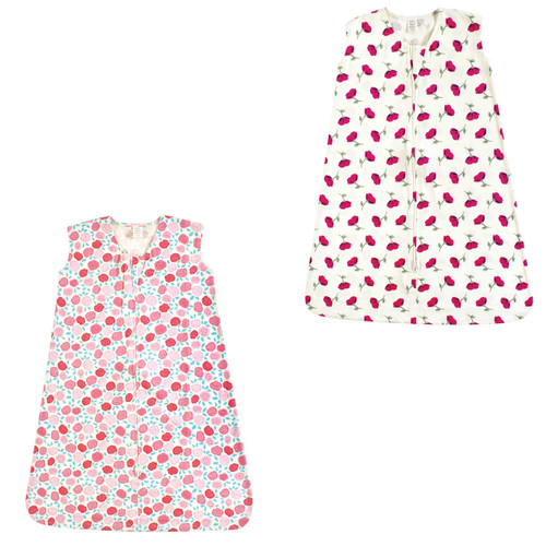 Touched By Nature Organic Cotton Wearable Safe Sleep Sleeping Bag 2-Pack, Rosebud and Petals