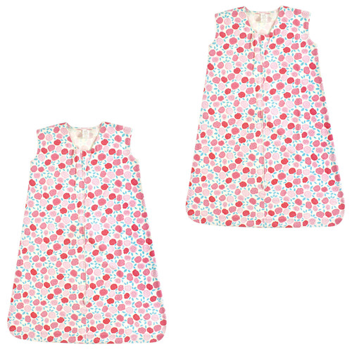Touched By Nature Organic Cotton Sleeveless Wearable Sleeping Bag, Sack, Blanket, Rosebud 2-Pack