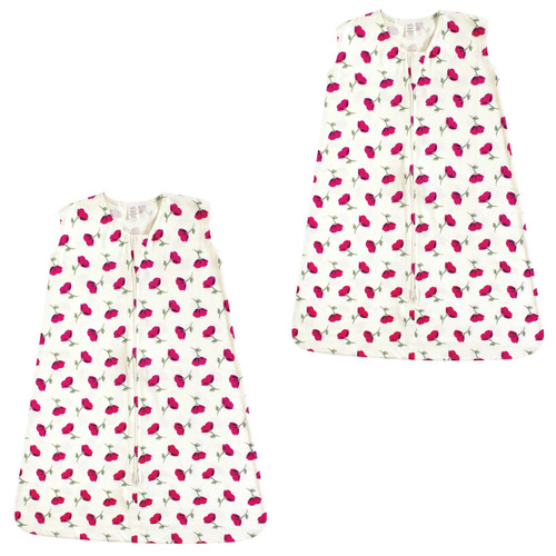 Touched By Nature Organic Cotton Sleeveless Wearable Sleeping Bag, Sack, Blanket, Petals 2-Pack