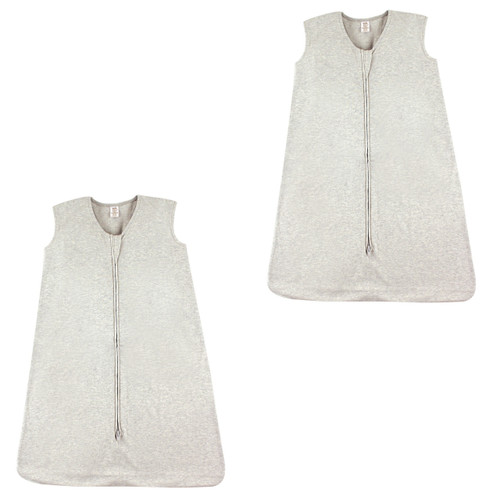 Touched By Nature Organic Cotton Sleeveless Wearable Sleeping Bag, Sack, Blanket, Heather Gray 2-Pack