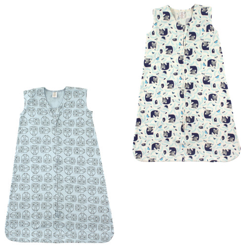 Touched By Nature Organic Cotton Sleeveless Wearable Sleeping Bag, Sack, Blanket, Woodland And Owl 2-Pack