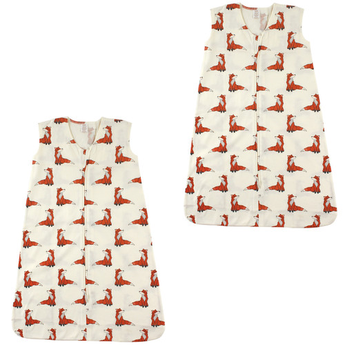 Touched By Nature Organic Cotton Sleeveless Wearable Sleeping Bag, Sack, Blanket, Boho Fox 2-Pack