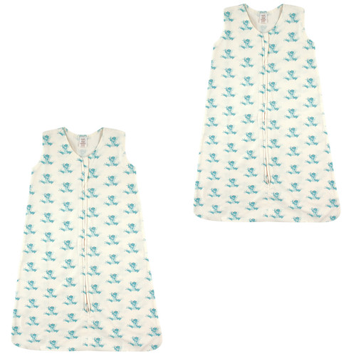 Touched By Nature Organic Cotton Sleeveless Wearable Sleeping Bag, Sack, Blanket, Geometric Frog 2-Pack
