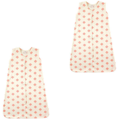 Touched By Nature Organic Cotton Sleeveless Wearable Sleeping Bag, Sack, Blanket, Dainty Rosette 2-Pack