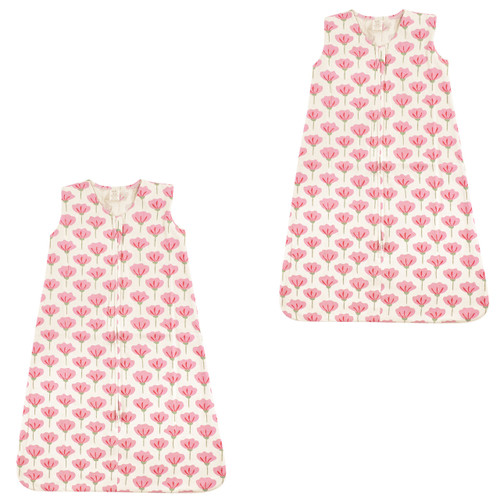 Touched By Nature Organic Cotton Sleeveless Wearable Sleeping Bag, Sack, Blanket, Tulip 2-Pack