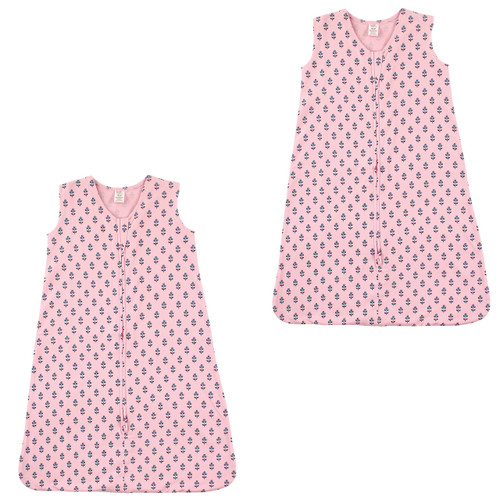 Touched By Nature Organic Cotton Sleeveless Wearable Sleeping Bag, Sack, Blanket, Tiny Flowers 2-Pack
