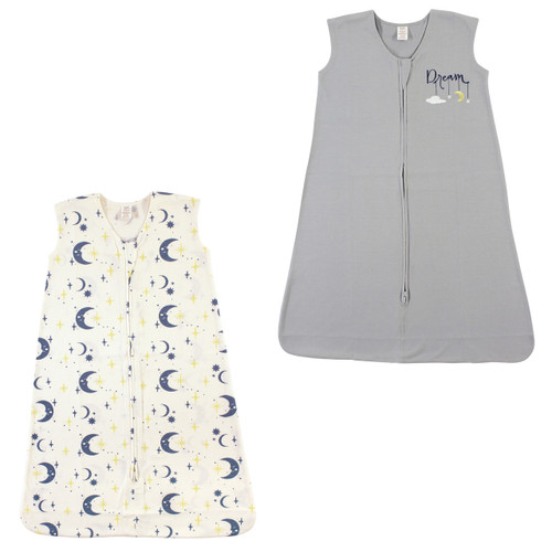 Touched By Nature Organic Cotton Sleeveless Wearable Sleeping Bag, Sack, Blanket, Moon And Dream 2-Pack