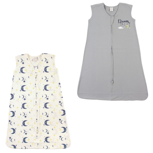 Touched By Nature Organic Cotton Sleeveless Wearable Sleeping Bag, Sack, Blanket, Moon And Dream 2-Pack