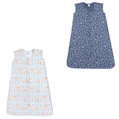 Yoga Sprout Sleeveless Jersey Cotton Sleeping Bag, Sack, Blanket, Giraffe And Forest Jersey 2-Pack