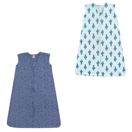 Yoga Sprout Sleeveless Jersey Cotton Sleeping Bag, Sack, Blanket, Cactus And Wild Woodland Jersey 2-Pack