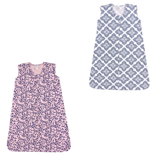 Yoga Sprout Sleeveless Jersey Cotton Sleeping Bag, Sack, Blanket, Fresh Floral And Ornate Clover Jersey 2-Pack