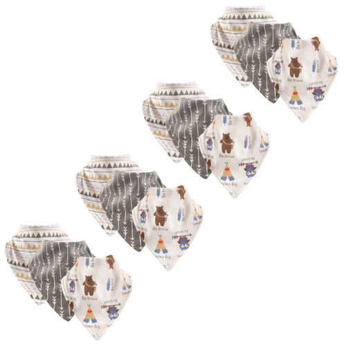 Luvable Friends Boy Basics Cotton Bandana Bib, 12-Pack, Tribe