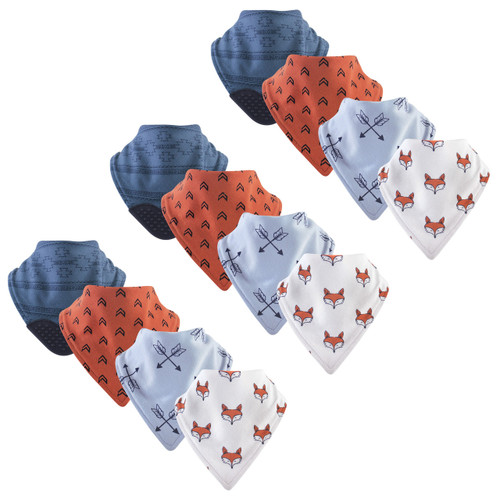 Yoga Sprout Boy and Girl Bandana Bib with Teether, 12-Pack, Clever Fox, 12-Pack