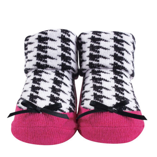 Hudson Baby Headband and Socks Giftset, Dark Pink Black 6-Pack