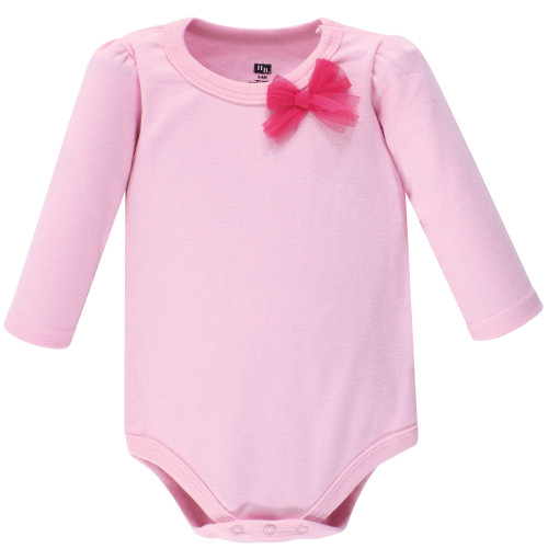 Hudson Baby Cotton Long-Sleeve Bodysuits, Basic Bow
