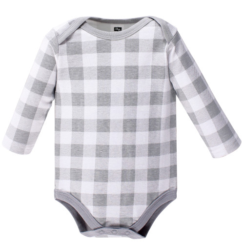 Hudson Baby Cotton Long-Sleeve Bodysuits, Gray Moose