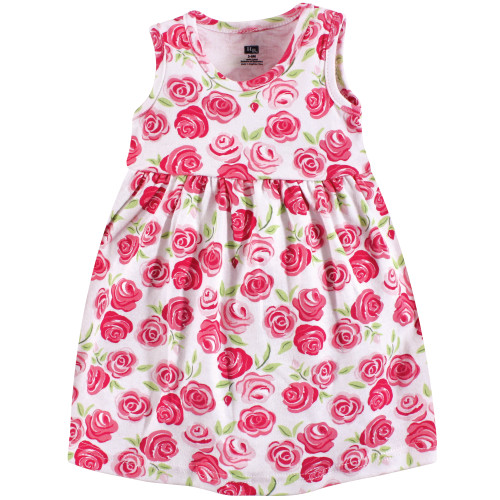 Hudson Baby Cotton Dress, Cardigan and Shoe Set, Pink Roses
