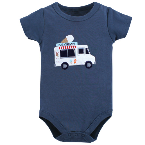 Hudson Baby Cotton Bodysuit, Shorts and Shoe Set, Ice Cream Truck