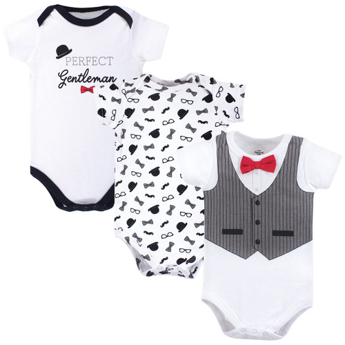 Little Treasure Boy Cotton Bodysuits, 3-Pack, Gentleman