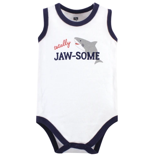 Hudson Baby Cotton Sleeveless Bodysuits, Shark