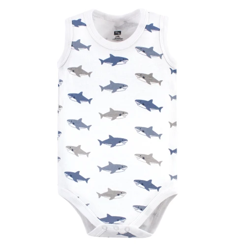 Hudson Baby Cotton Sleeveless Bodysuits, Shark