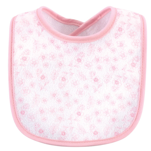 Luvable Friends Cotton Terry Bibs, Girl Elephant Damask
