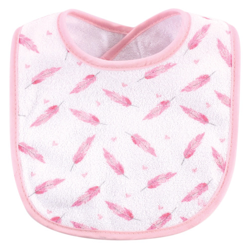 Luvable Friends Cotton Terry Bibs, Girl Elephant Damask